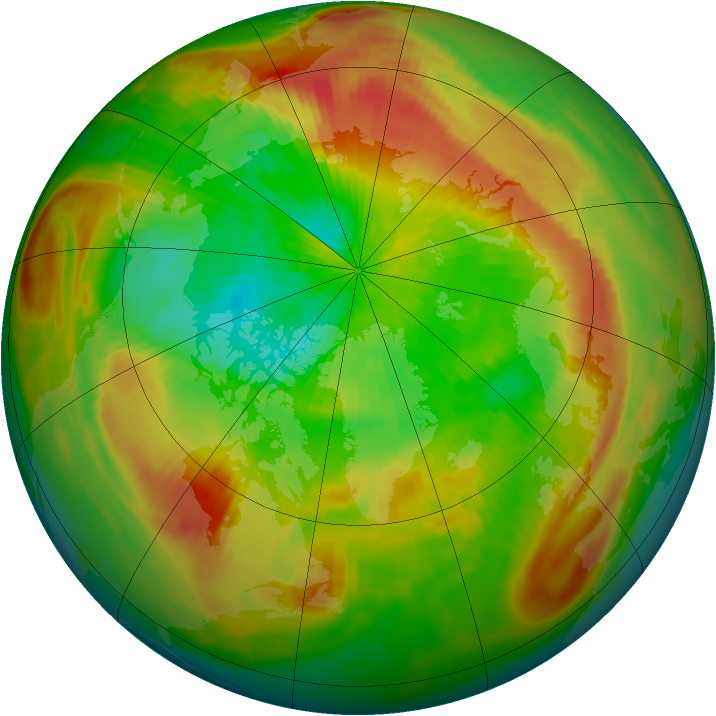 Arctic ozone map for 08 April 1990